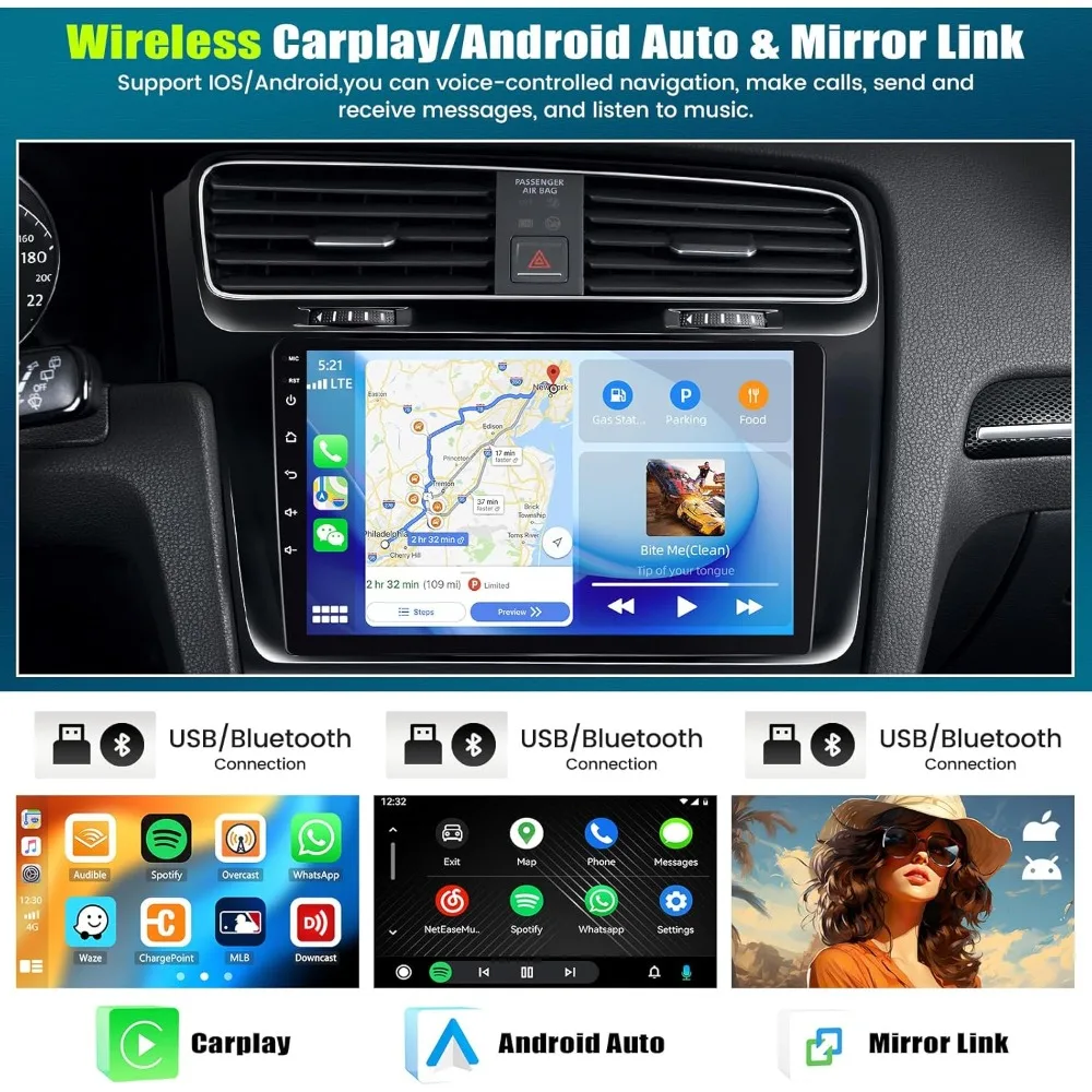 

[4+64GB] 8-Core Android 13 Double Din Car Stereo with Wireless Carplay&Android Auto,9 Inch Car Radio Support Mirror Link WiFi