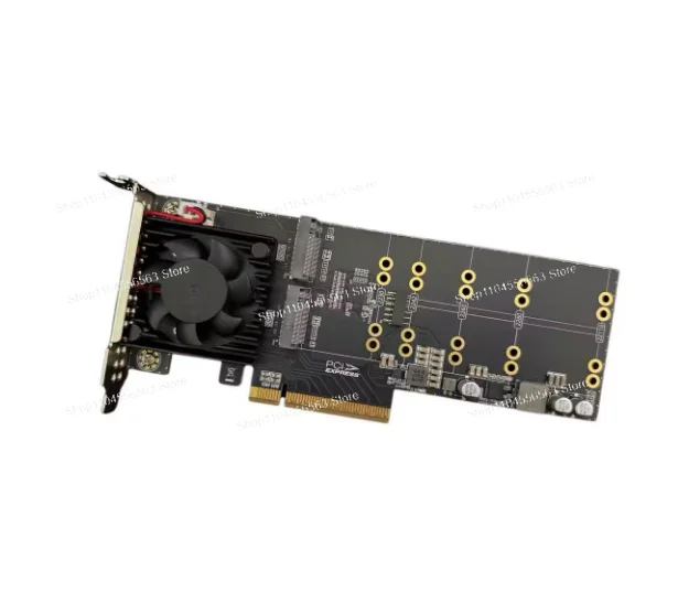 

4-Bay M.2 PCIe NVMe SSD Expansion Card with PLX8747 Chip, Non-Bifurcation Design Full Height Half Height Bracket Silent for NAS