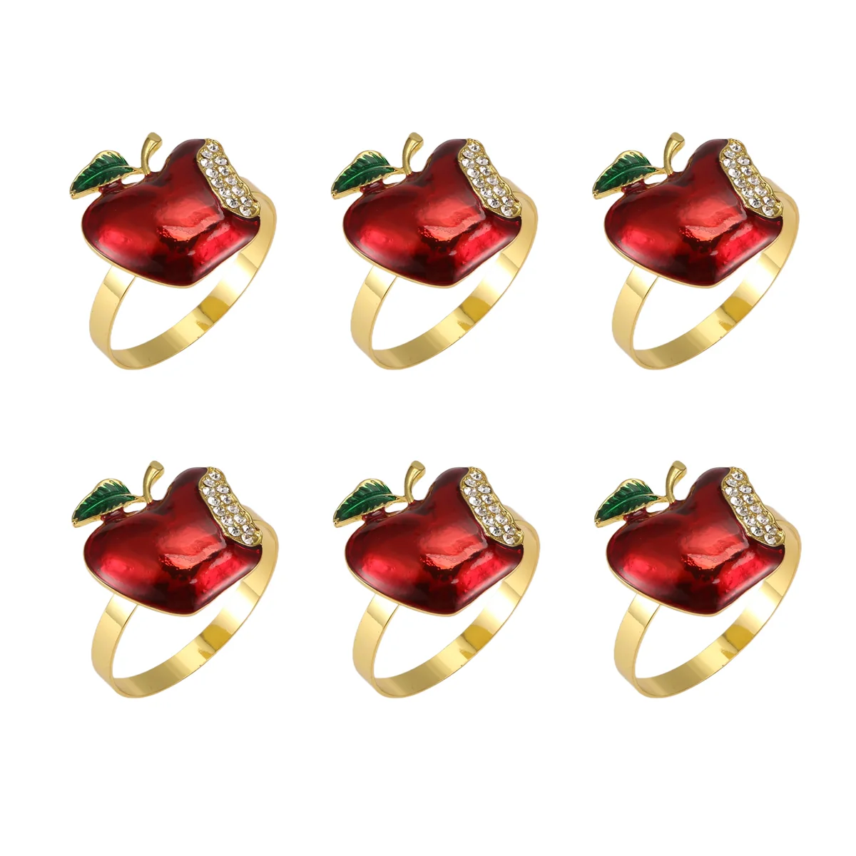 Conjunto de 6 anéis de guardanapo qualitativos, anel de guardanapo de maçã vermelha para casamento, jantar, banquete, guardanapo para natal, aniversário