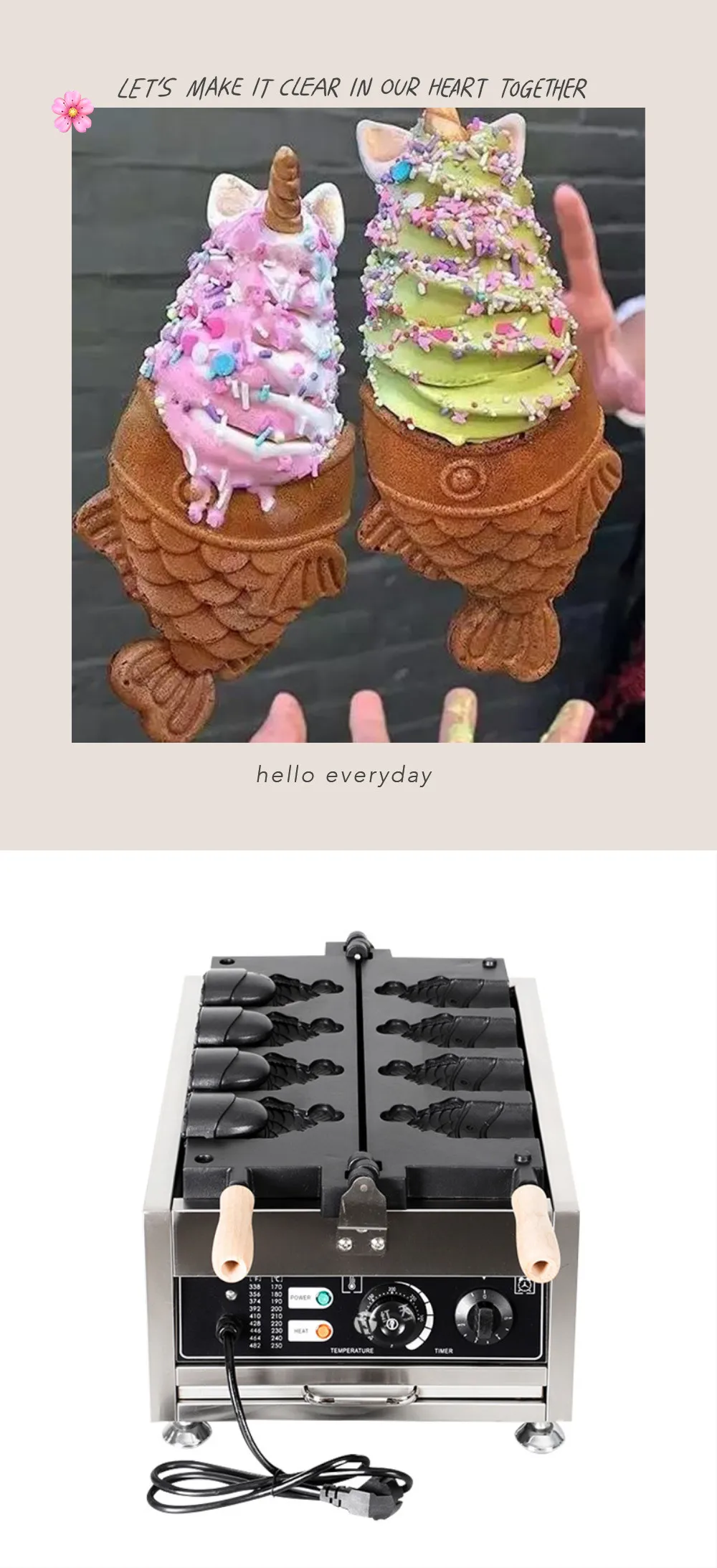 

Commercial Janapese Open Mouth 4 Pcs Fishes Shape Waflle Machine Fish Ice Cream Taiyaki Non-stick Stainless Steel Waffle Maker