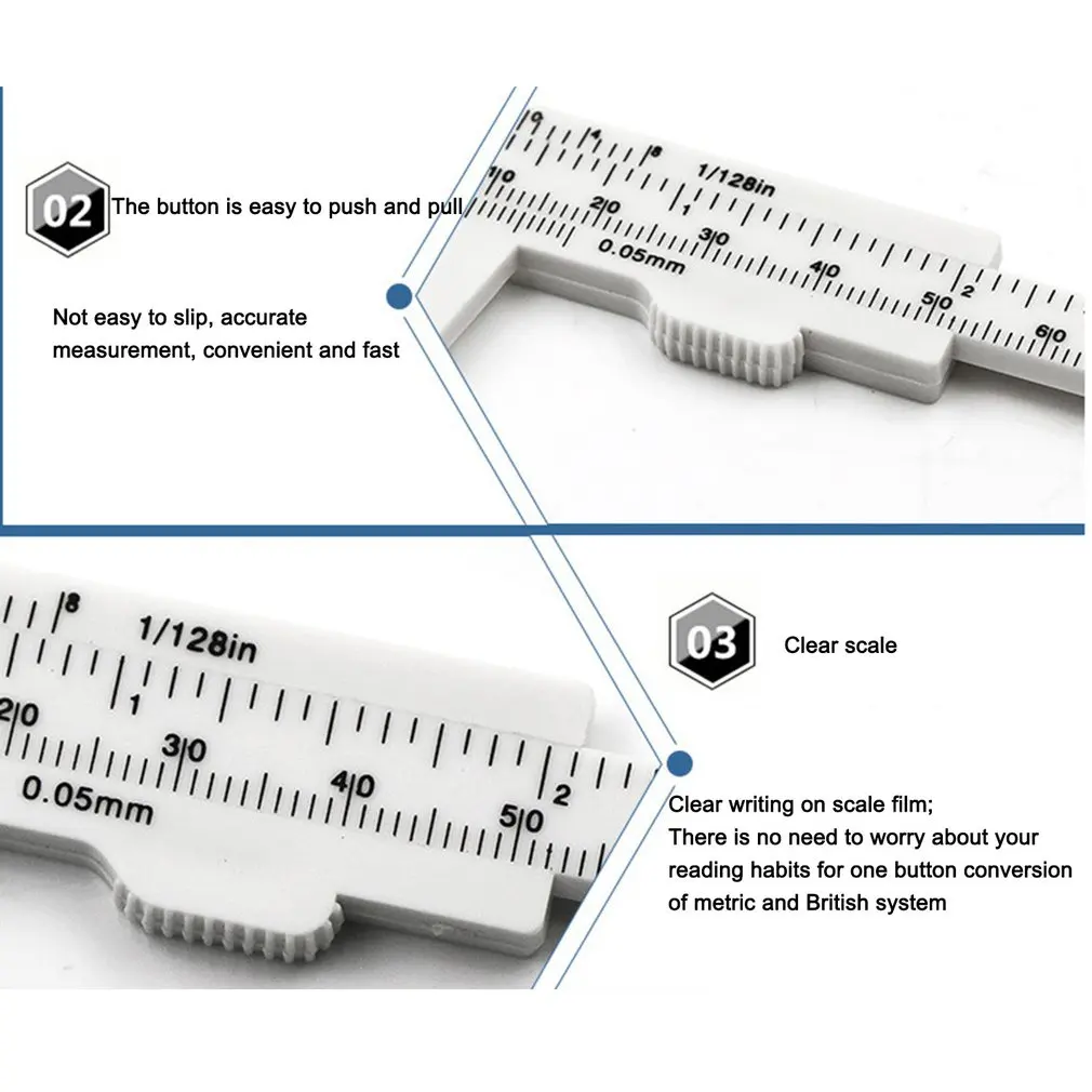 0-80mm Double Scale Plastic Vernier Caliper Mini Ruler Accurate Measurement Tool Standard Vernier Caliper