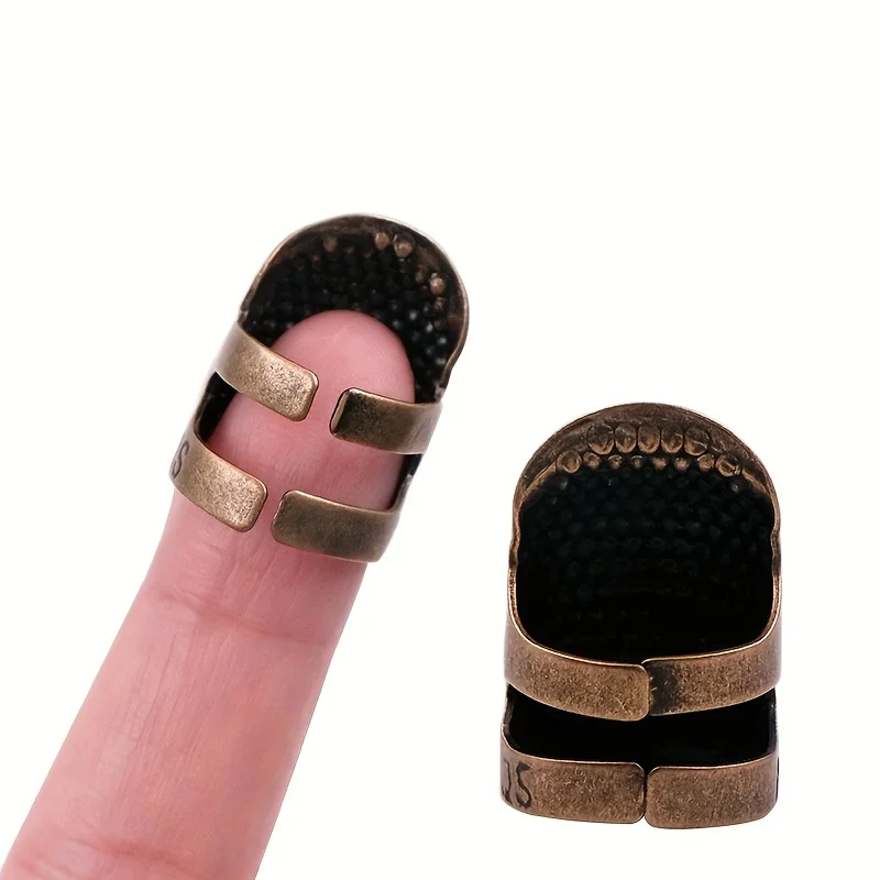 1pc Sewing Tool Finger Thimble Hoop Set Home Hand-sewn Cross-stitch Thimbler Thickened Adjustable Copper Needle Thread image 3