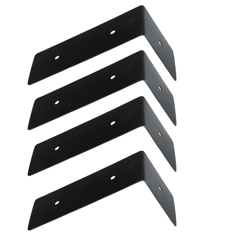 

4 Pcs Black Iron Decorative Box Corner Brackets Heavy Duty Shelf Supports Rust Resistant Hardware for Bookshelf Installation