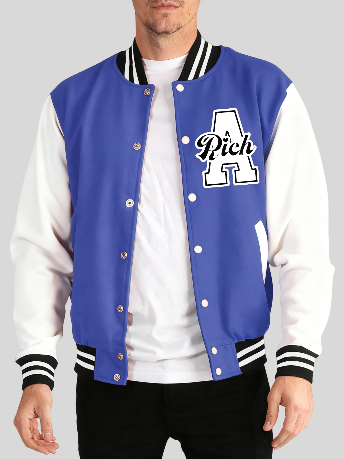 

Мужская одежда Rich A Art с буквенным узором, осенне-зимний бейсбольный трикотаж, уличный спортивный жилет, теплые модные куртки, повседневный удобный топ