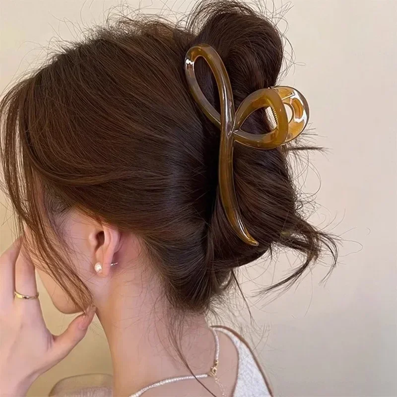 

New Solid Color Acrylic Hair Claw Crab Clip for Women Girls Simple Large Ponytail Hair Clamps Barrettes Hair Accessories