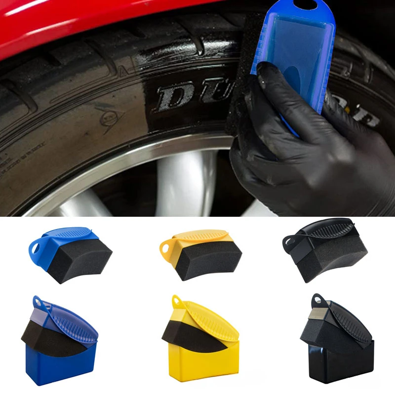 

Washing Cleaning Tire Contour Dressing Applicator Pads Detail Accessories Car Wheel Polishing Waxing Sponge Brush With Cover ABS