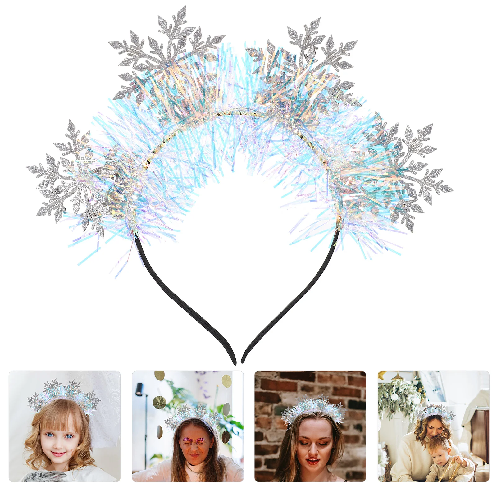 

Metallic Line Christmas Headband Snowflake Silver Headbands Halloween Hair Latte Wrapping Accessories