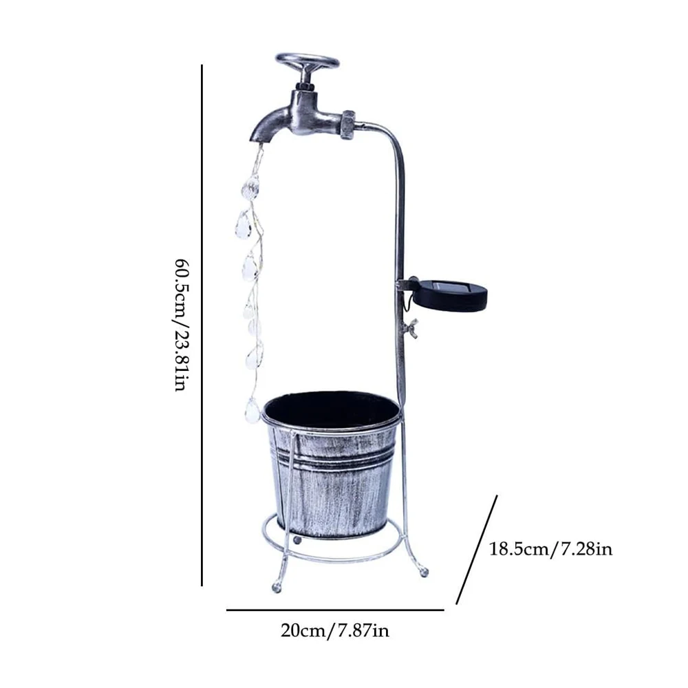 Robinet d'eau à énergie solaire, bouilloire d'arrosage, gouttelette d'eau, Pot de fleur, lumière de pelouse, lumière de jardin féerique extérieure