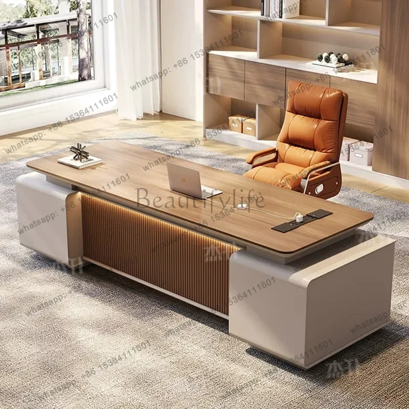 PG European Aesthetic Office Desk Wooden Modern Computer Decoration Design Office Desk Drawer Storage Scrivania Salon Furniture