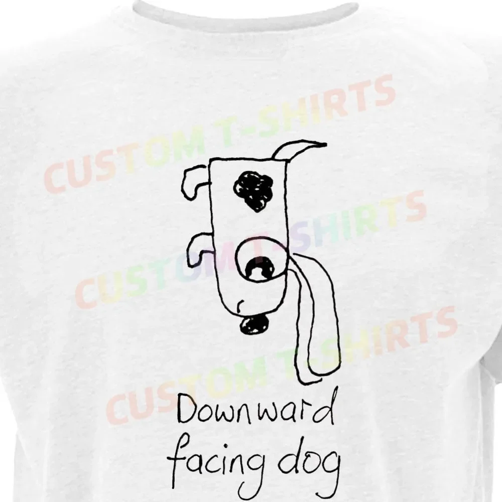 

229 71_Downward_Facing_Dog Fans' comic-style hand-drawn pattern T-shirts for both men and women in summer