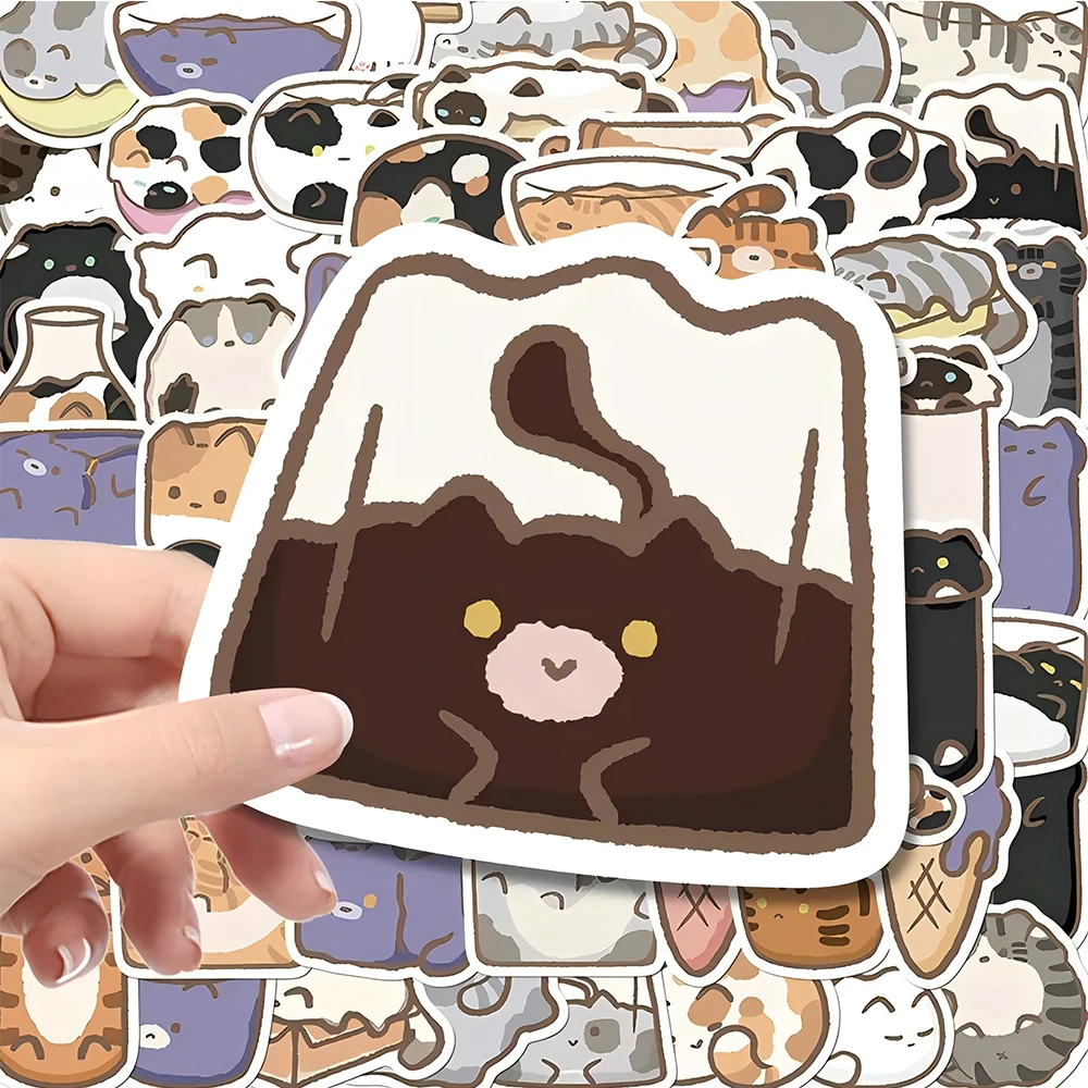 10/30/68pcs Creatieve Cartoon Vloeibare Kat Stickers Leuk Katje Abstract Sticker voor Koffer Briefpapier Bagage Decoratie sticker
