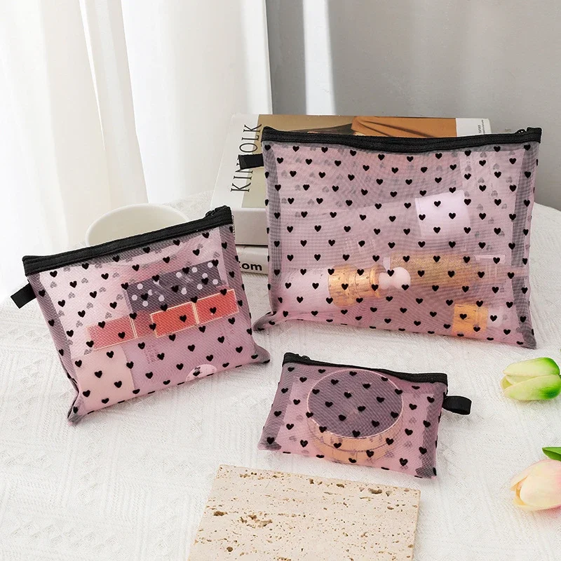 Frauen Mesh Kosmetik Tasche Reise Lagerung Make-Up Tasche Organizer Weibliche Make-Up Tasche Tragbare Kleine Große Kulturbeutel Schönheit Fall – Detail 38