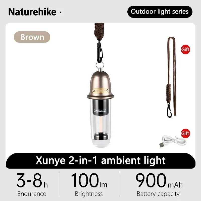 Naturehike Draagbare lamp 2 in 1 Campingverlichting Opladen Sfeer Nachtlampje Camping IPX4 Waterdichte ultralichte zaklamp
