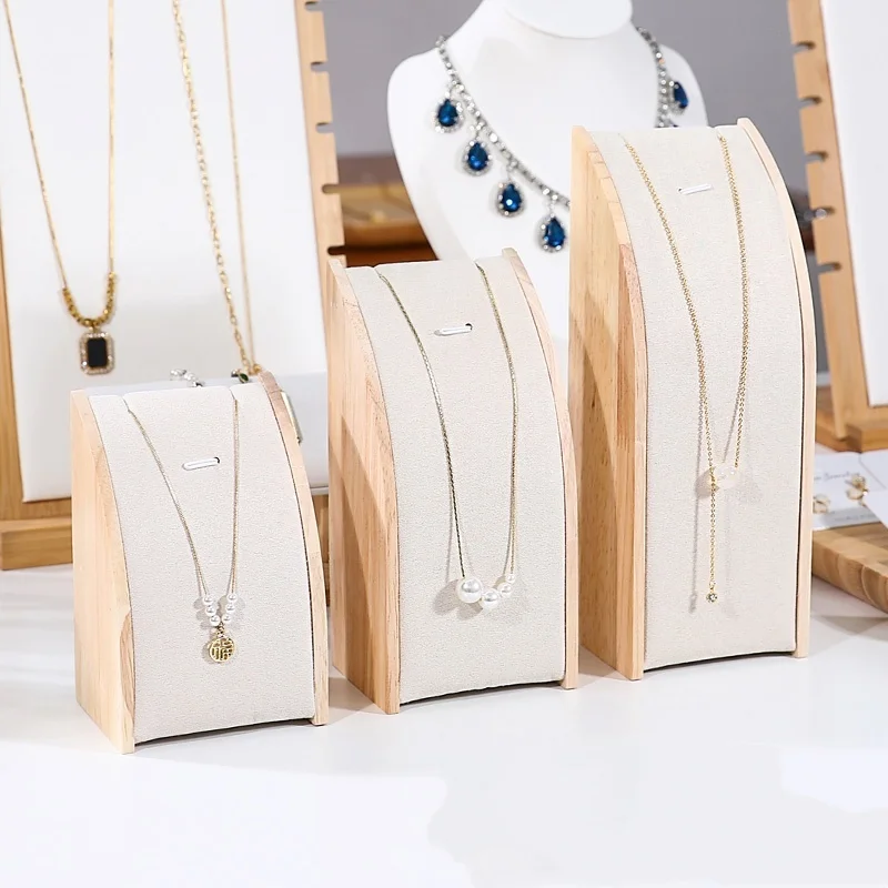 

1 шт. модная женская деревянная дугообразная подставка для ювелирных изделий, ожерелье, подвеска, браслет, стойка, держатель для ювелирных изделий, реквизит