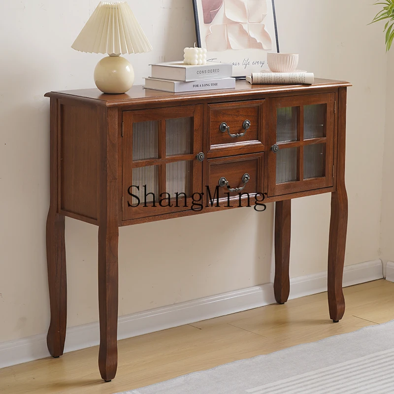 

ZYY retro solid wood porch cabinet simple storage locker living room decoration wall side cabinet