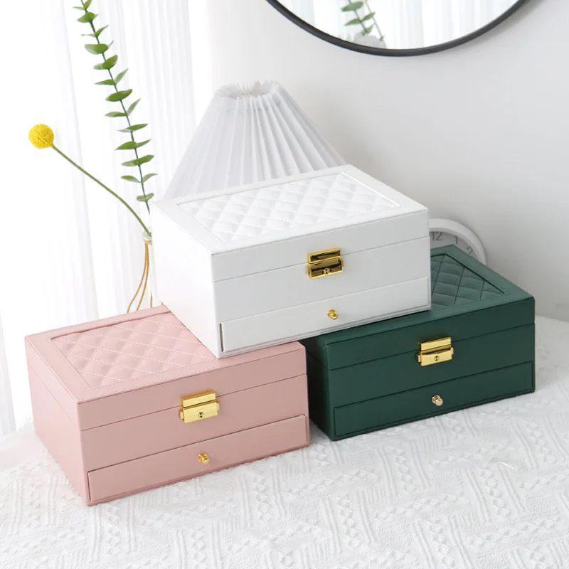 

2-3 Layers Jewelry Storage Box PU Leather Organizer for Necklace Earring Jewellery Storage Display Boxes Travel,Home Storage Box