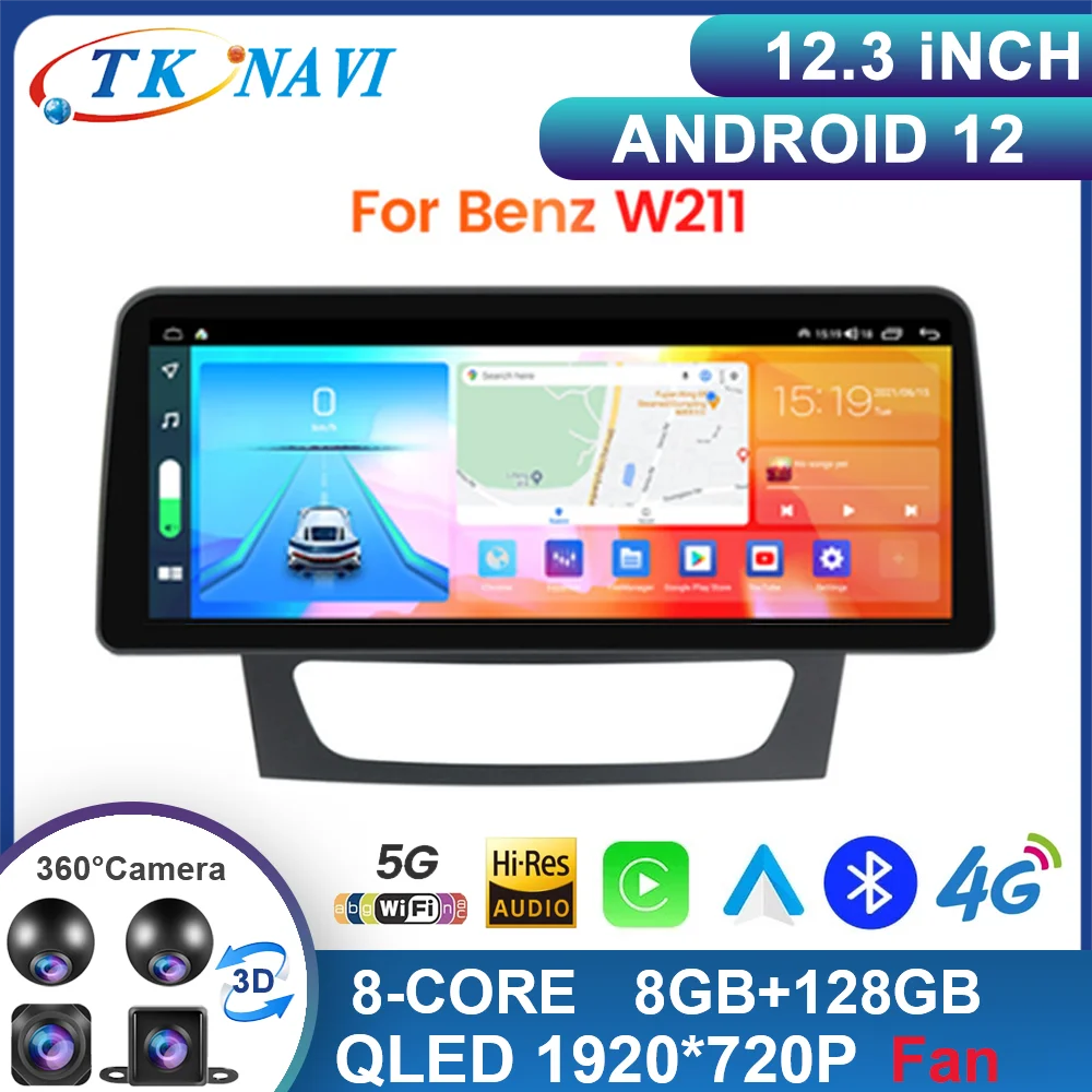 

12.3‘’ Android 13 For Mercedes Benz E-class W211 E200 E220 E300 E350 E240 E270 Car Radio GPS RDS Multimedia Player 4G All In One