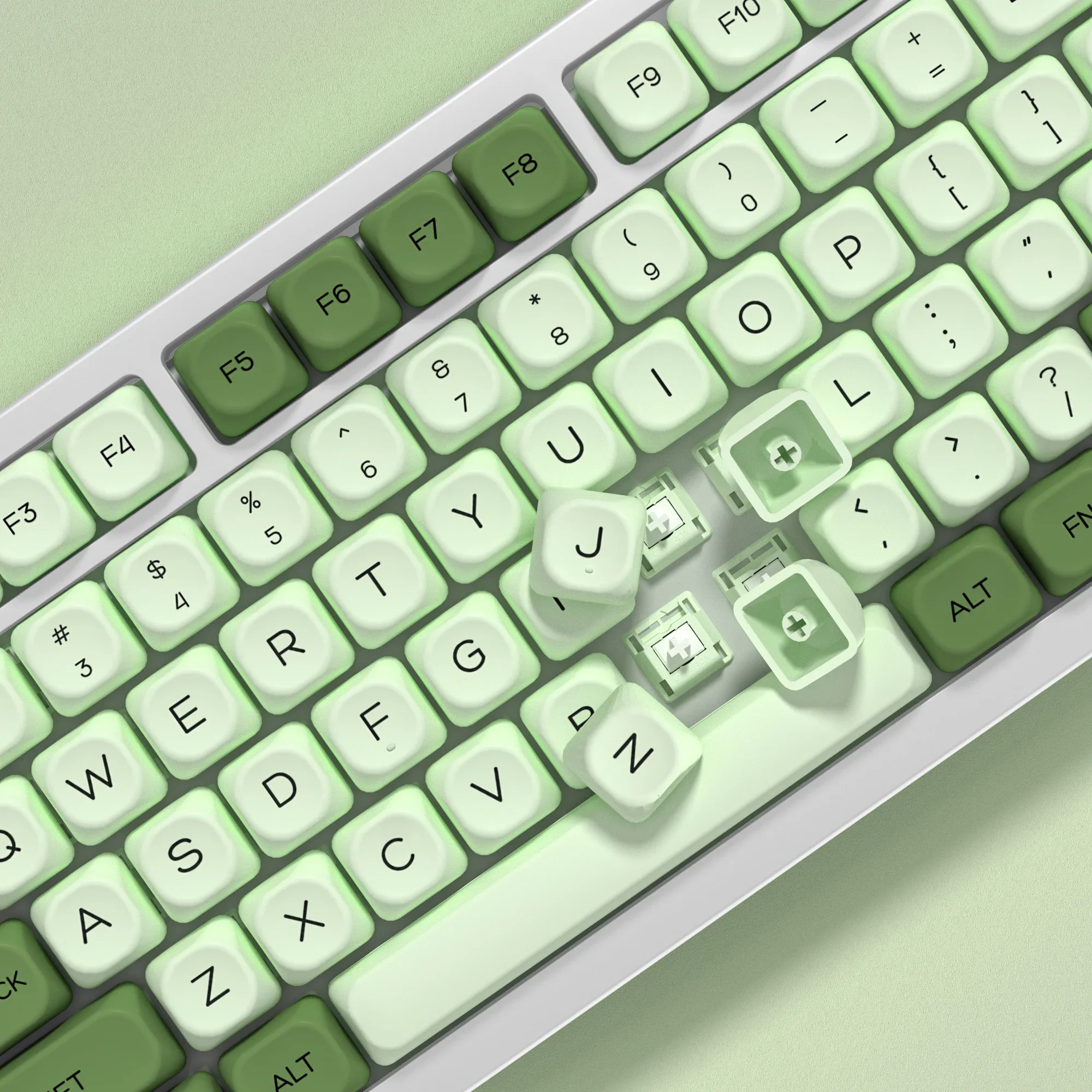KBDiy 143 مفاتيح/مجموعة PBT Matcha Keycap MAC Green KOA Profile Keycaps لألعاب لوحة المفاتيح الميكانيكية لمفتاح MX K500 GMK67 GMK61