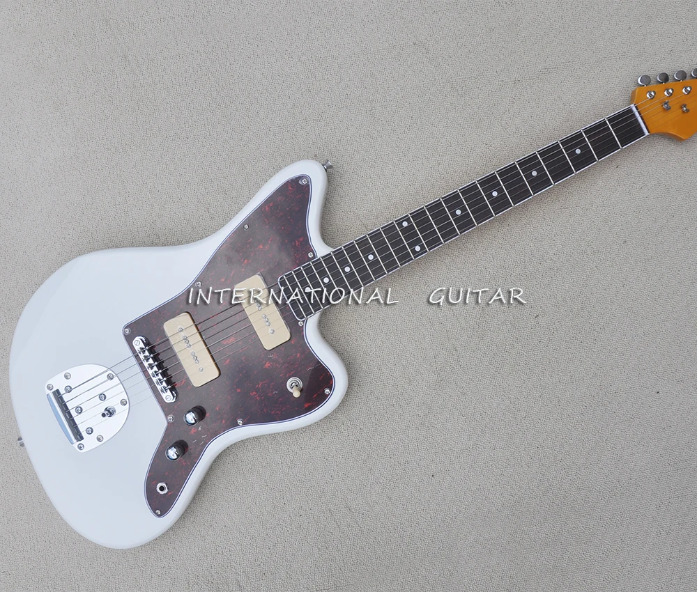 White 6 Strings Electric Guitar with Rosewood Fretboard,Yellow Maple Neck,Customizable