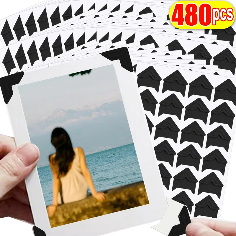 480/24 sztuk naklejki narożne DIY Vintage narożnik naklejki z papieru pakowego księga gości samoprzylepna dekoracja albumu na zdjęcia naklejka narożna
