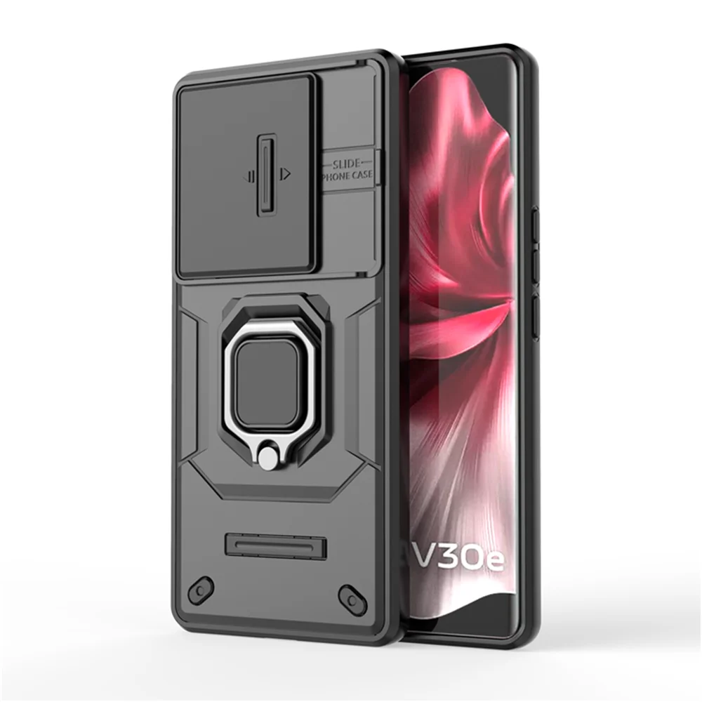 For Vivo V30E 5G Sliding Push Window Phone Case For Vivo V30E 5G V 30E VivoV30E With Ring Back Cover Coque