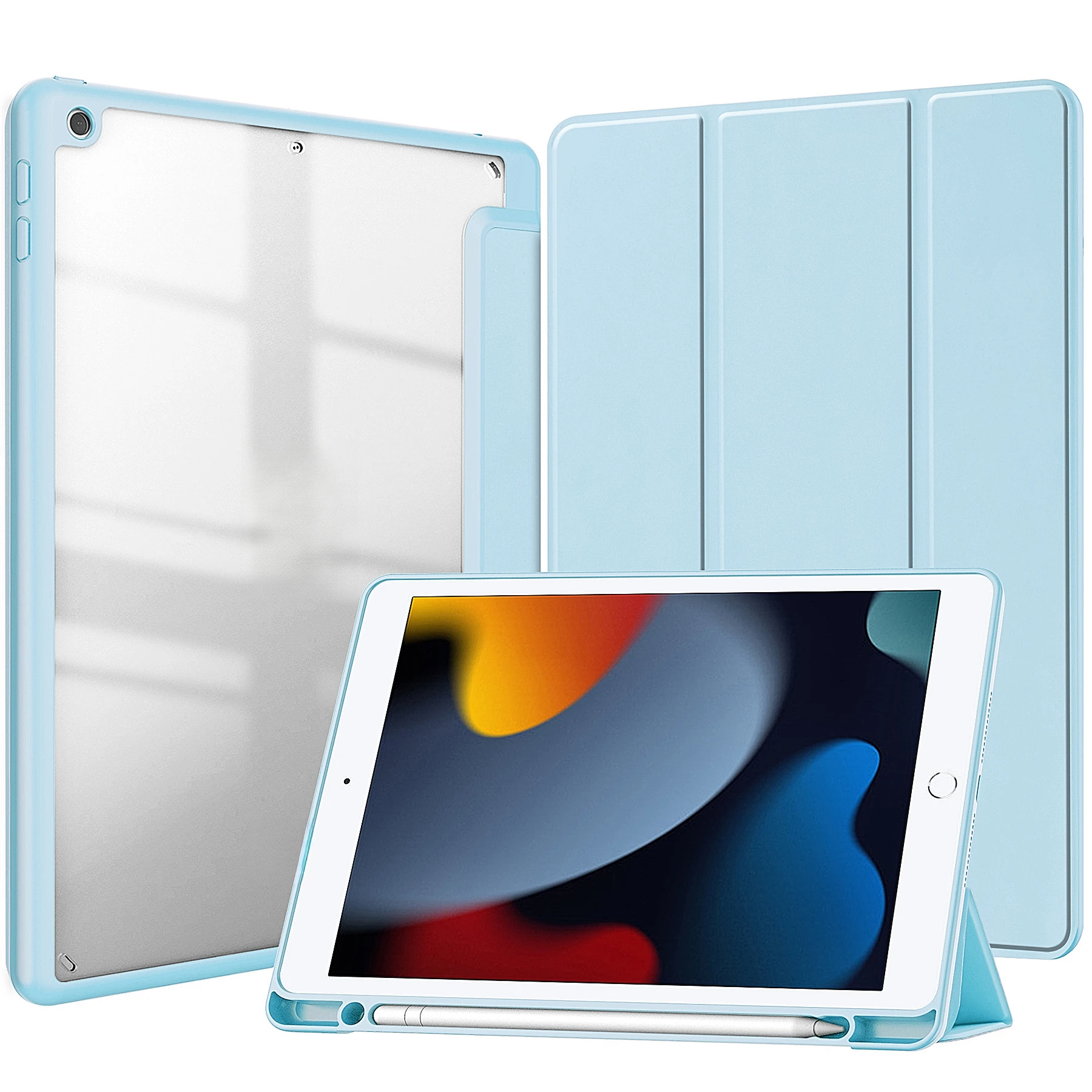 Für iPad 10.2 10.9 Pro 11 Air 11 Hülle Acryl Dreifach Faltbarer Ständer Stifthalter Stoßfeste Tablet-Schutzhülle – Detail 1
