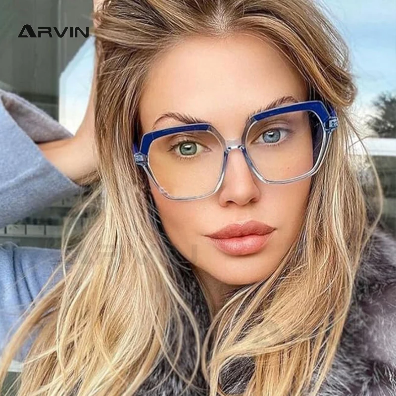 2023 New Fashion Glasses Frames Colored Polygon Flat Mirror Men Women Optical Spectacles Frame Ladies Computer Safety Goggles