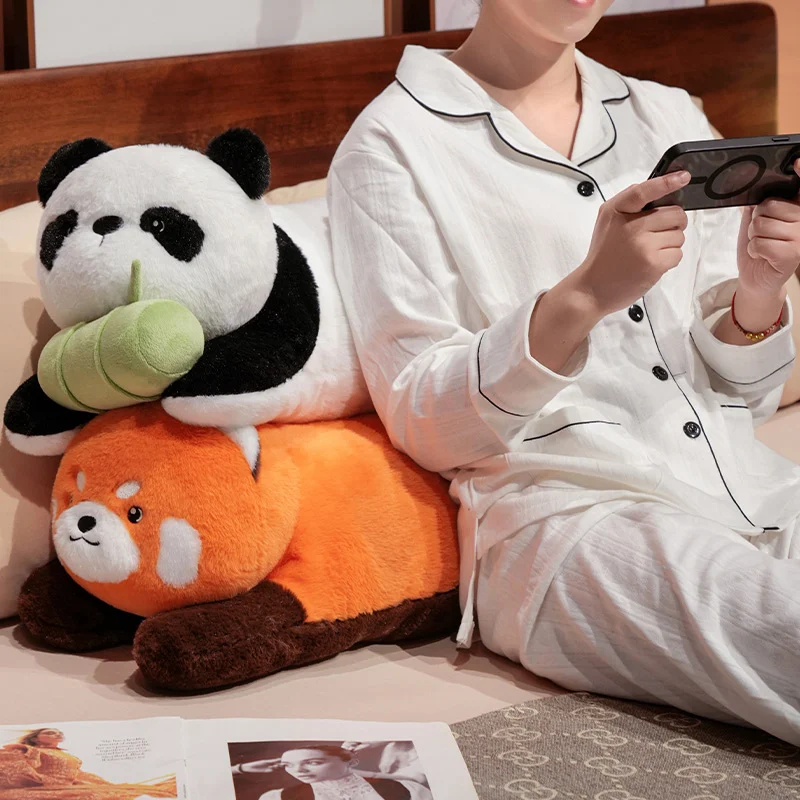 Kawaii Panda Red Panda หมอนยาวนุ่ม Soothing Huggable หมอนกลับหมอน Nice Sleeping Companion ตกแต่งห้องน่ารัก