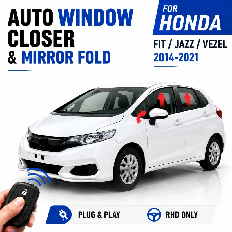 Auto Window Closer Mirror Folding Module For Honda Fit Jazz Vezel 2014-2021 RHD Only Power Folding Mirror Plug Play