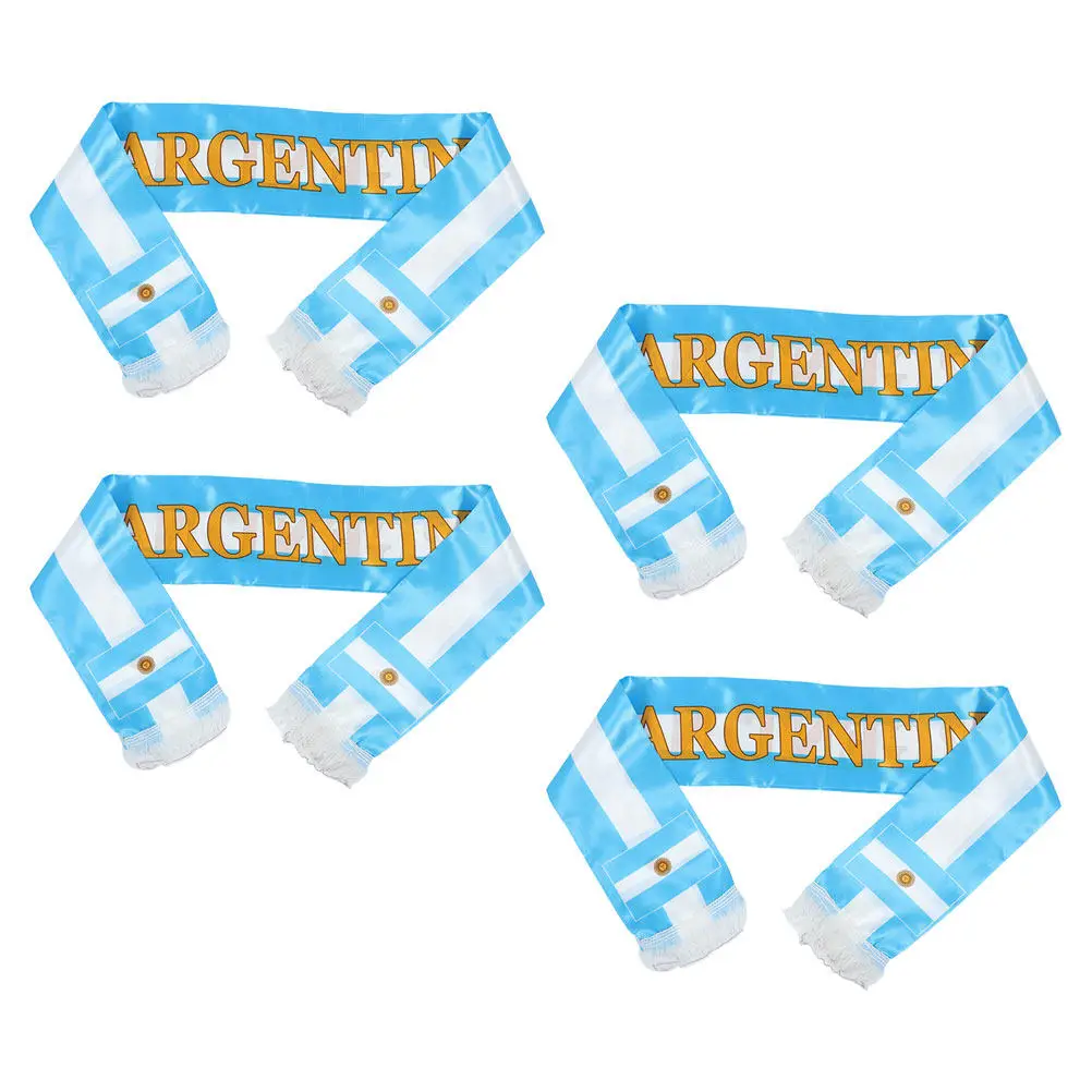 

4Pcs Soccer Fan Knit Scarves Traditional Football Scarf National Sports Event Party Favor Argentina Flag