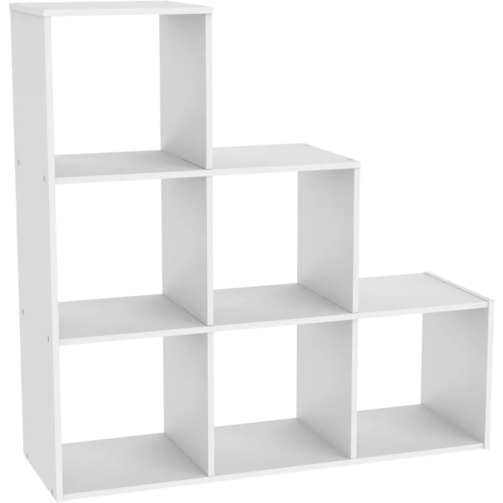 3-Tier Corner Cube Storage Organizer Bookshelf with Easy Assembly, White Wooden Finish