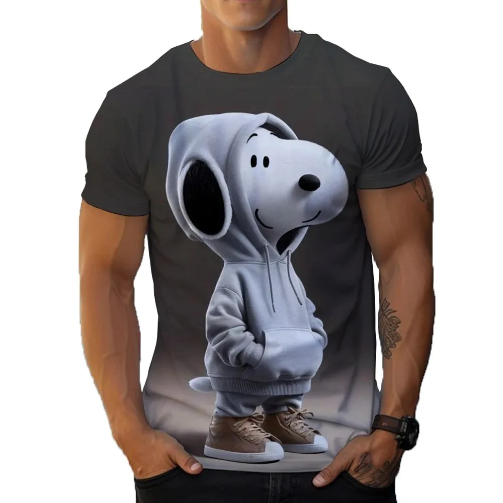 2024 Summer New Children/Adult Parent Child T-shirt, 3D Printed Cartoon Anime Snoopy, Personalized Fashion Street Short Sleeve