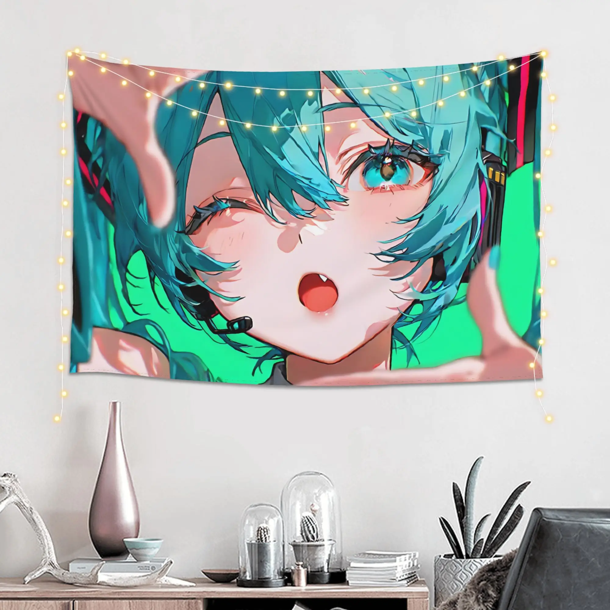 Cutecore Hatsune Miku Tapestry Bedroom Decoration  Wall Hanging Blanket Tapestry Cool Stuff For Room