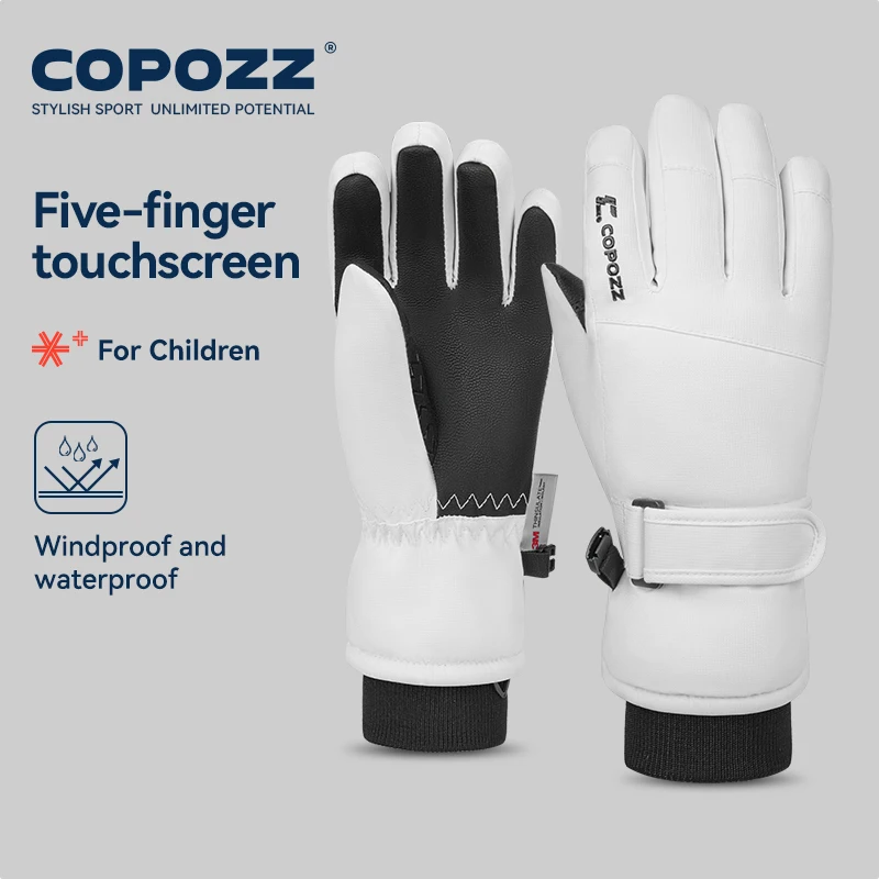 COPOZZ New Children\'s Ski Gloves 3M Thinsulate Wear resistant Winter Thermal Gloves Cartoon Waterproof Snowboard Gloves For Kids