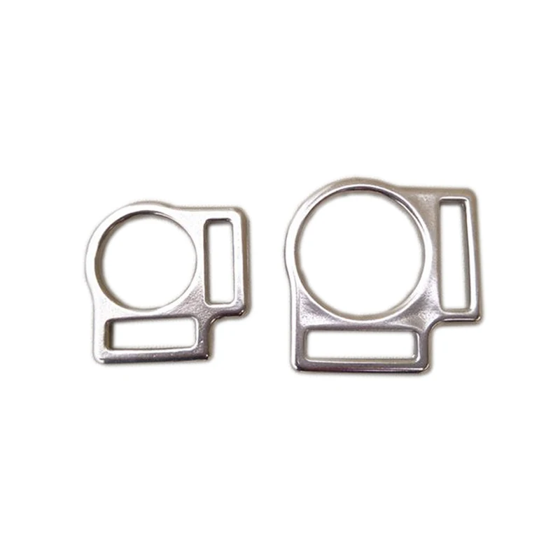 Hebilla cuadrada Halter de caballo de acero inoxidable, 2 ranuras, 2cm, 2,7 cm, 20 unidades