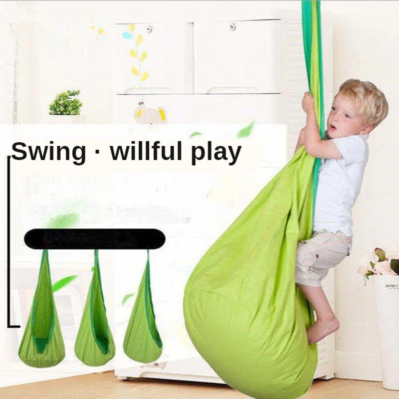 Children\'s Hanging Chair Hammock Elastic Bed Portable Parachute Cloth Swing Bed Indoor with Inflatable Cushion Hanging Chairs