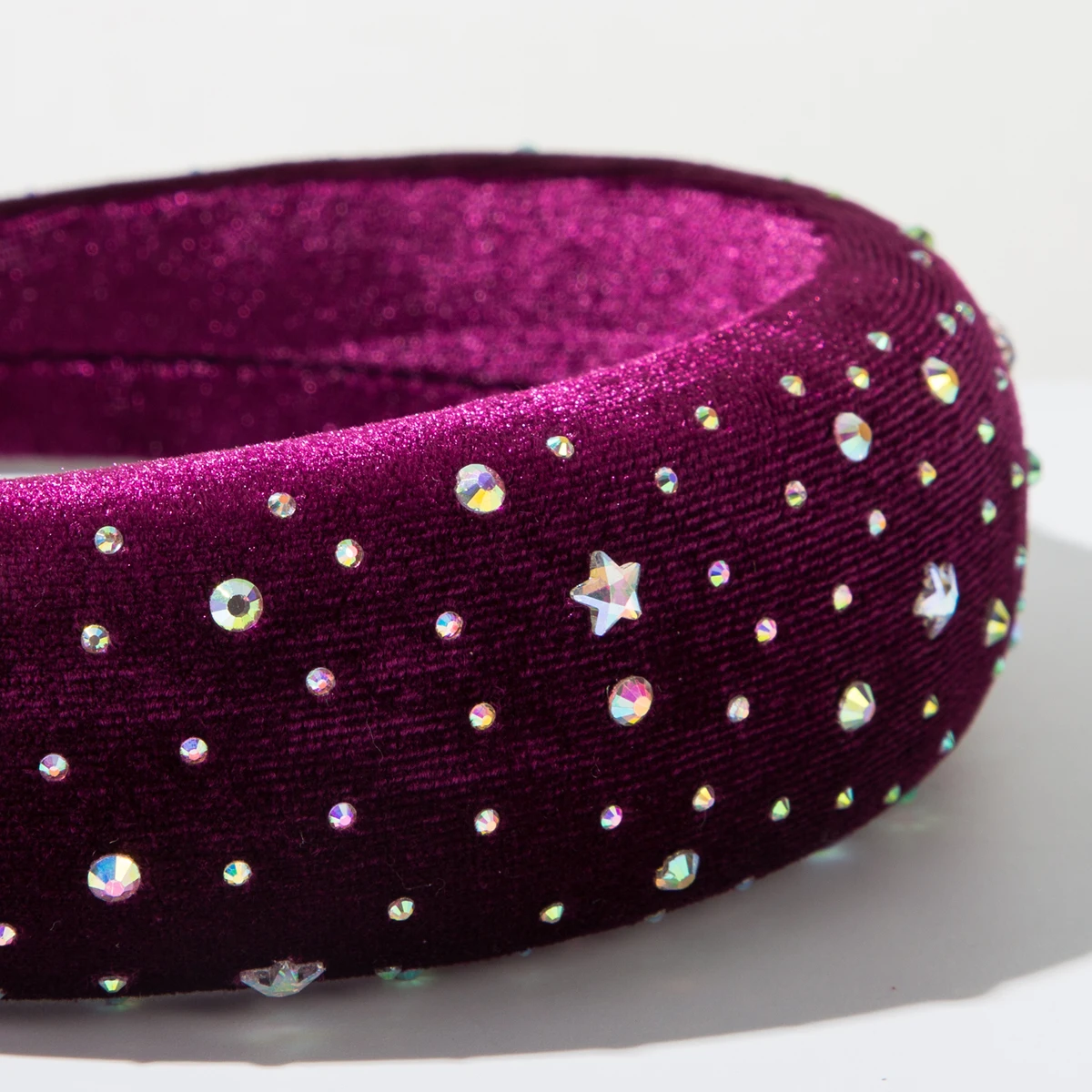 New European and American Retro Velvet Sponge Headband Inlaid With Colorful Rhinestones, Exuding a Starry and Sparkling Aura