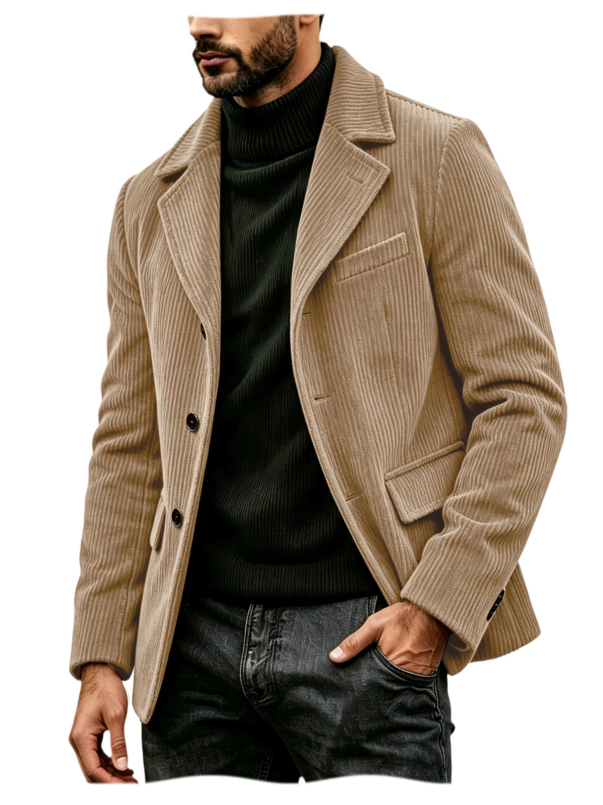 Men's Corduroy Suit Jacket Vintage Notched Lapel Single Breasted Loose Fit Casual Blazer High Quality Fashion Sport Coat Busines 13