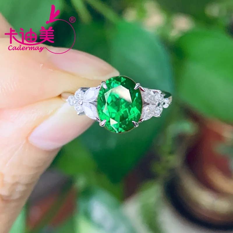 Yellow Tsavorite Paraiba Color Lab Grown Yttrium Aluminum Garnet YAG Silver 925 Rings D VVS Moissanite Ring For Women Jewelry