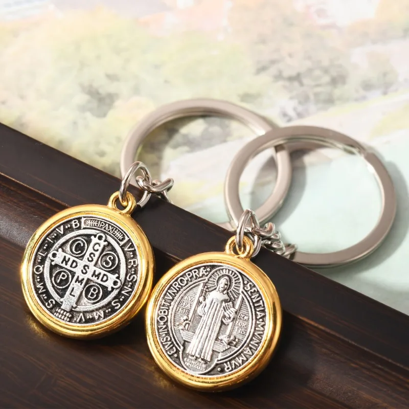 2 unids/lote aleación San Benito colgante llavero bolsa accesorios ventas joyería llaveros Llaveros Para Hombre