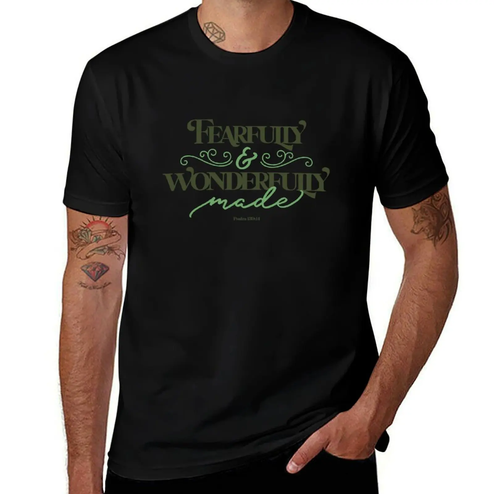 

Fearfully and Wonderfully Made Psalm 139 14 Bible Quotes Christian Collection T-Shirt