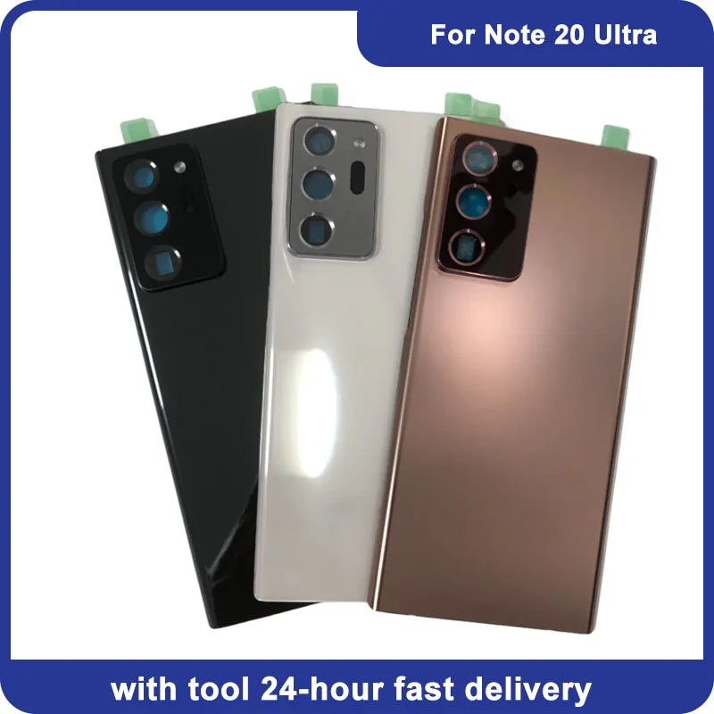 Glass Back Cover For Note 20 Ultra Rear Battery Door With Camera Glass+MicroPhone+Flash Diffuser+Adhesive ﻿With Logo