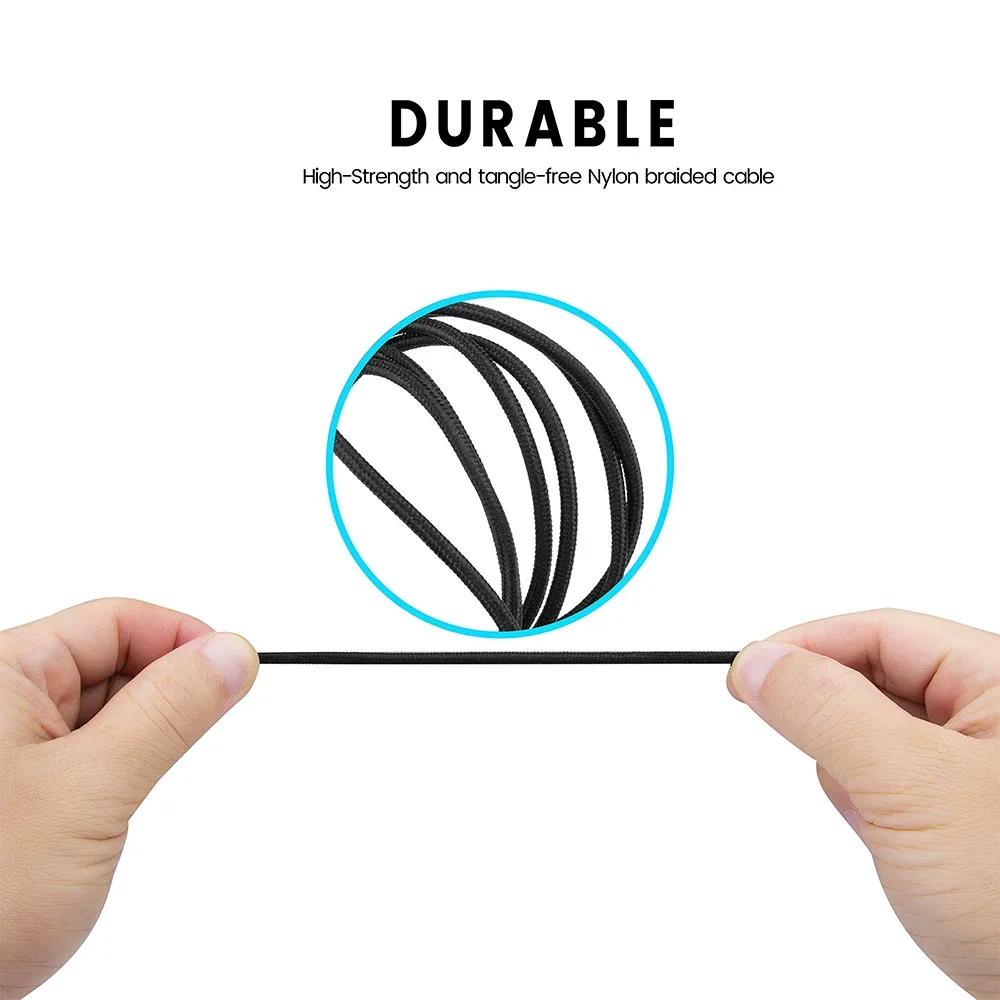 Cable de extensión trenzado de nailon de repuesto OFC para auriculares Skullcandy Crusher Aviator Hesh 1,0 2,0 2 3 con cable en la oreja
