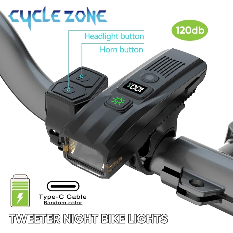

Bike Night Front Light Type-C Charging Lamp High Brightness Mountain Road Bike Head light Riding Cycling Accessories for Safety