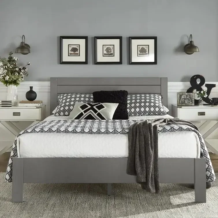 # Latest Cheap Modern Style Solid Wood Bedroom Furniture Wooden King Size Bed Double Bed With Headboard Frame #