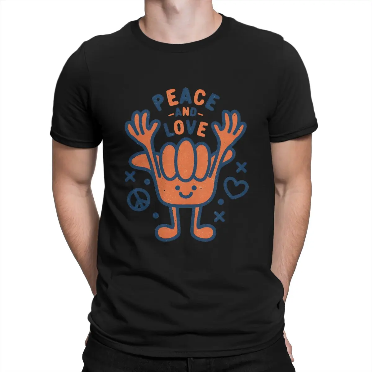 

Мужские футболки Peace And Love, 100% хлопковая одежда, винтажные футболки с коротким рукавом и круглым вырезом