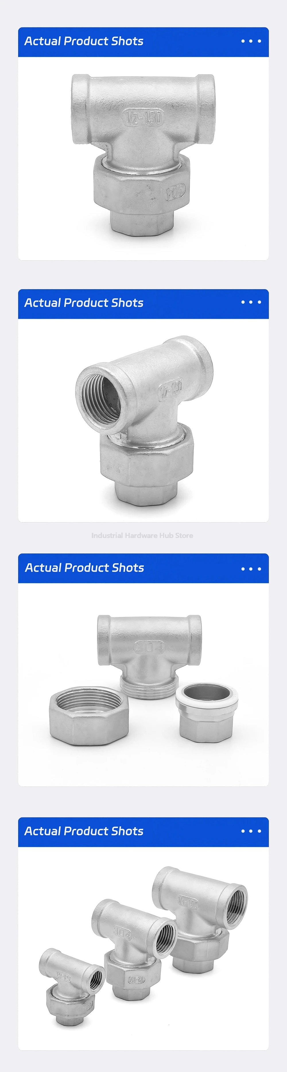 Tee Union Joint BSPT-Innengewinde aus Edelstahl 304, 1/4"-2" auslaufsichere Rohrverschraubung aus Guss für industrielle Sanitäranschlüsse – Detail 14