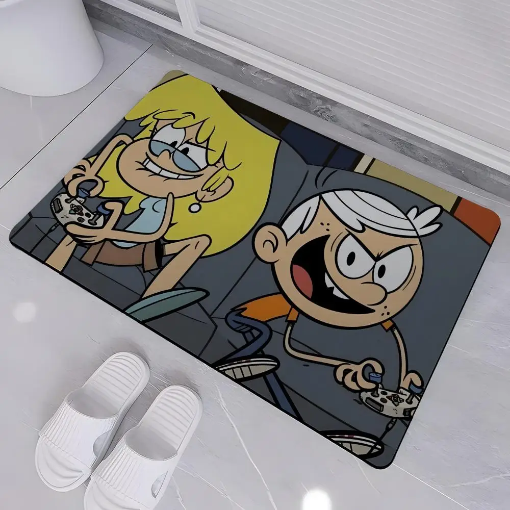 The Loud House Cartoon Diatomaceous Earth Doormat, Non‑Slip Quick Dry Diatom Floor Rug for Gaming Room Bedroom Bathroom Decorati