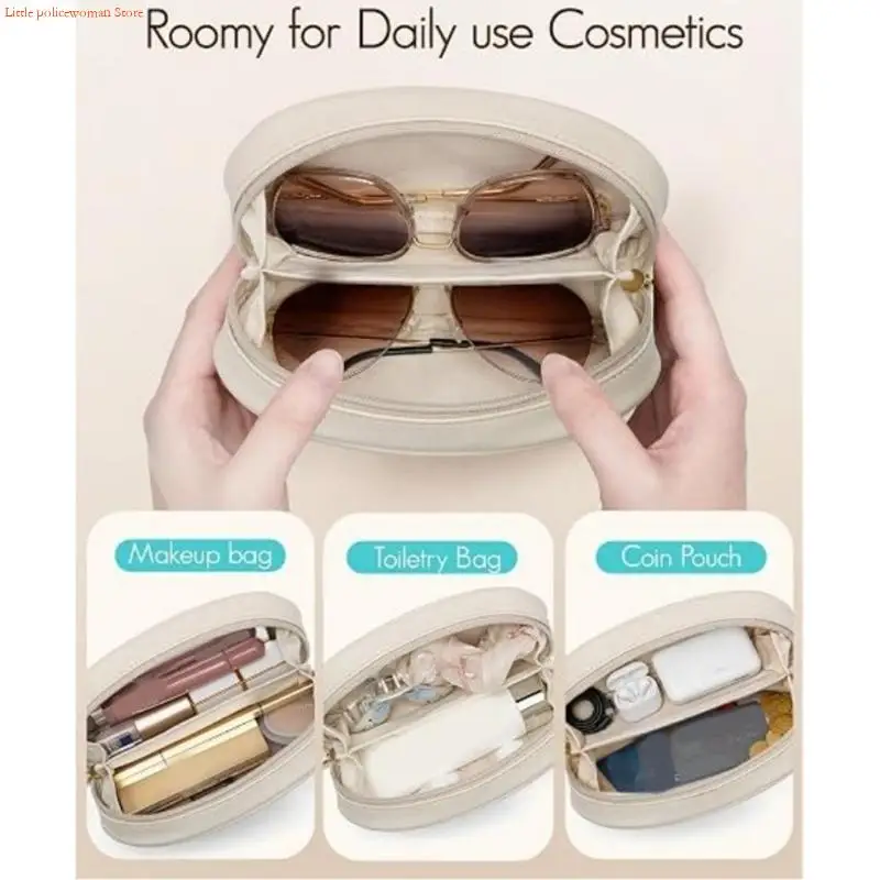 Two-Compartment Eyeglasses Case with Two Zippered Sections, Inner Divider, and Room for Glasses and Sunglasses
