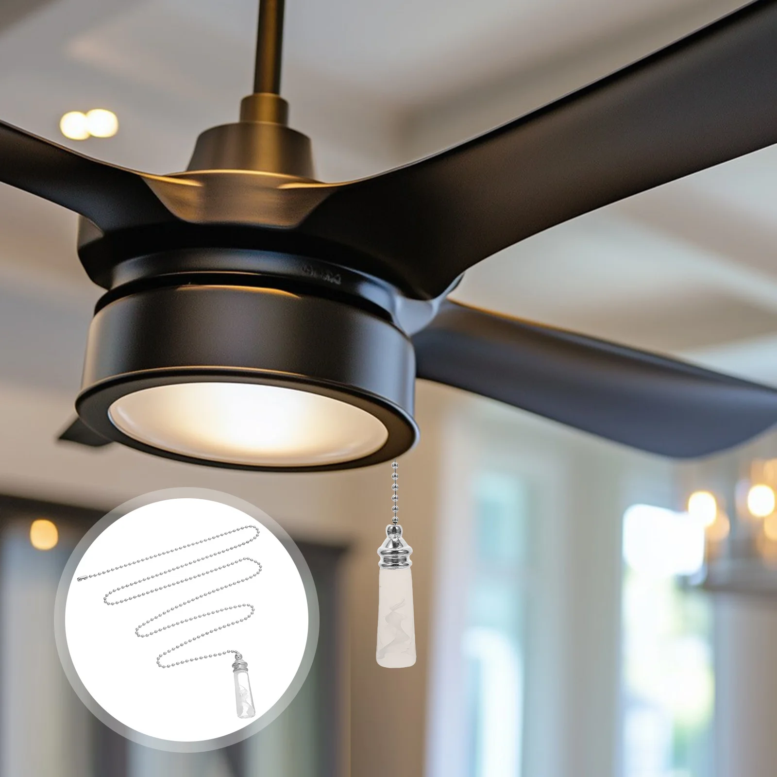 

Crystal Ceiling Fan Pull Chain Extension Glass Pendant Smooth Operating Decorative Pull Cord End for Ceiling Chain